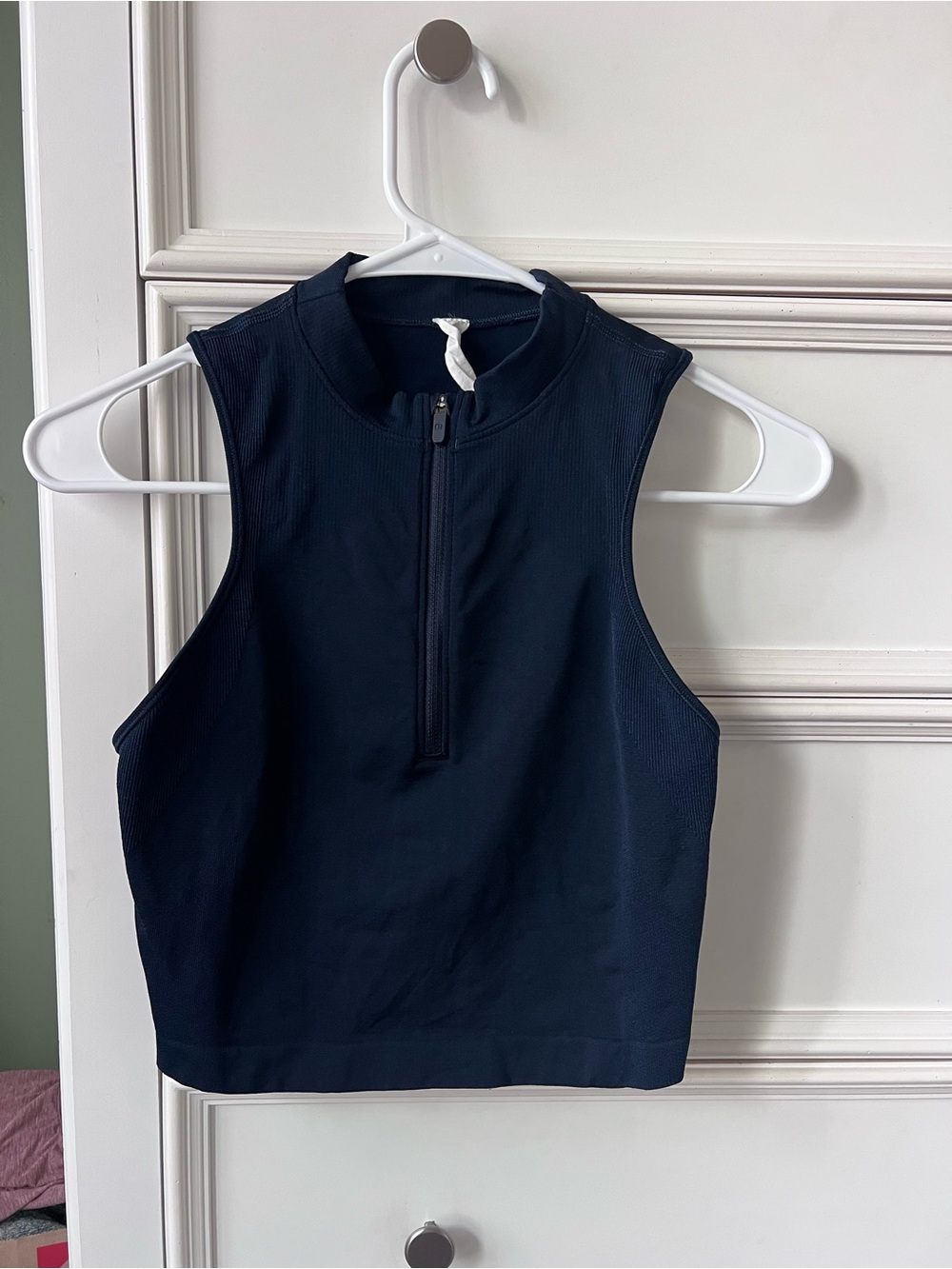 lululemon athletica Navy Zip-Front Sleeveless Crop Tank